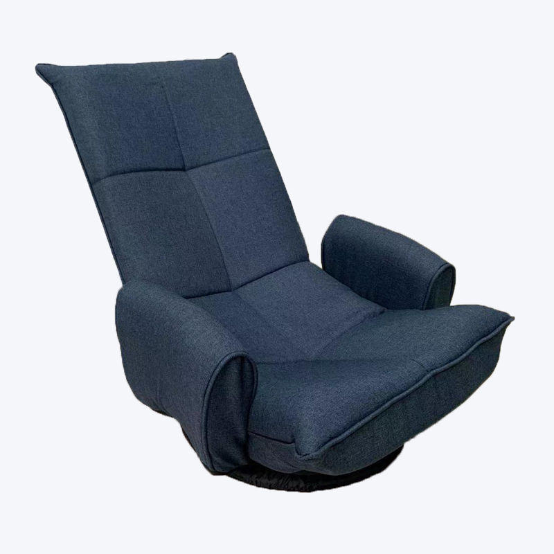 Butaca reclinable giratoria de tela azul oscuro con reposabrazos 730-S2-F