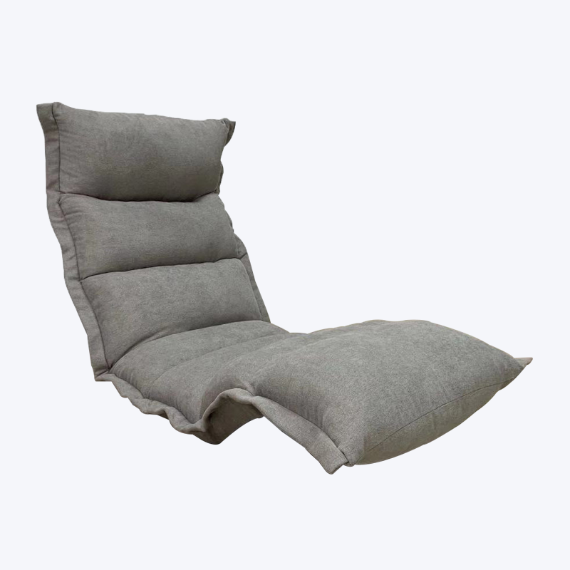 Silla de suelo ajustable plegable gris con reposacabezas y reposapiés LLSB