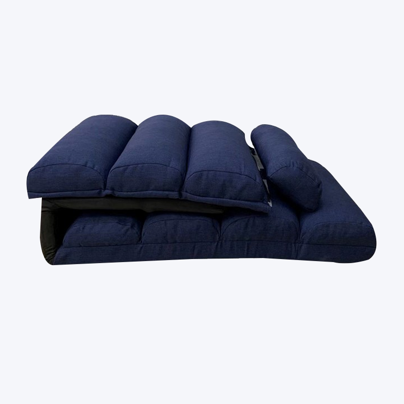 Sillón de suelo ajustable clásico simple azul oscuro con reposacabezas, almohada lumbar y reposapiés 313K