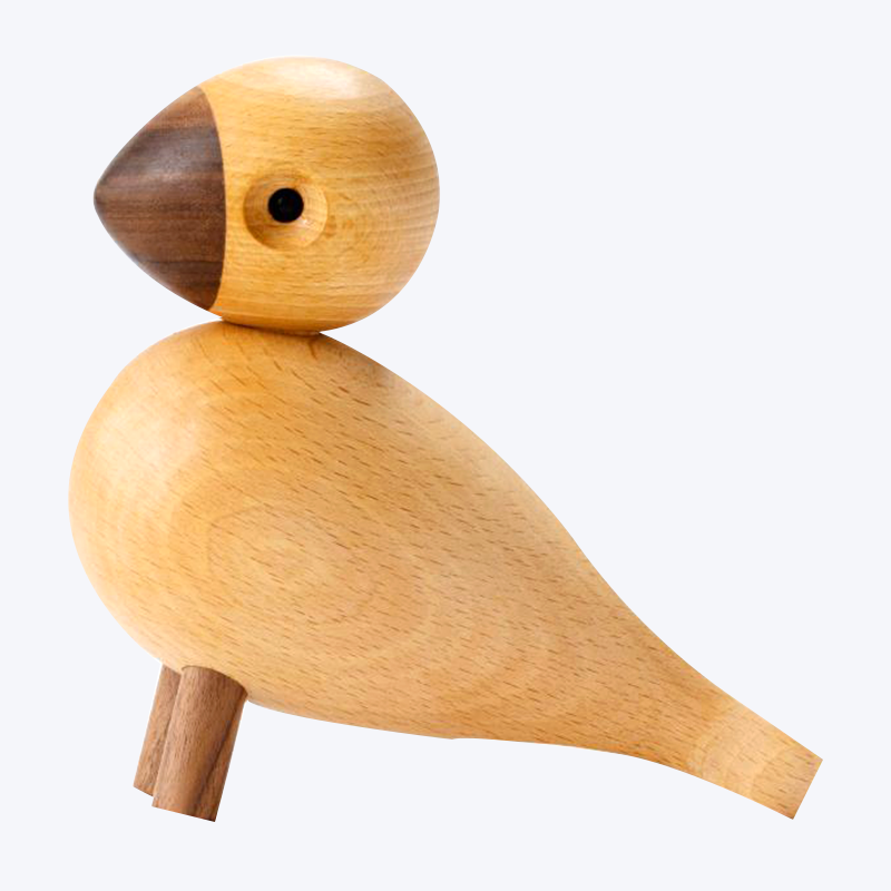 Adornos artesanales de pájaros de madera de color madera original de diseño creativo